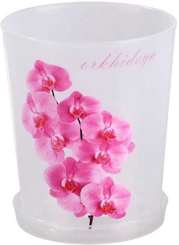 Горшок цветочный пластик для орхидеи 1,2л с поддоном прозрачный М1603 Альтернатива /20/