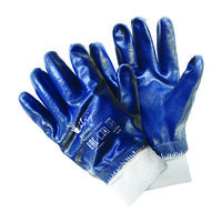 Перчатки масло-бензостойкие Нитрил синие полный обливка манжет-резина Libry