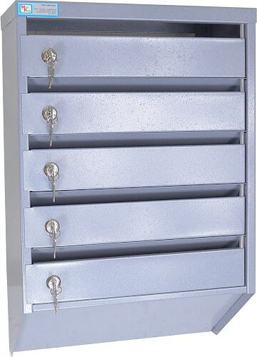 Ящик почтовый 5 секций вертикальный серый