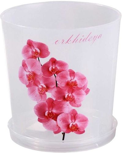 Горшок цветочный пластик для орхидеи 1,8л с поддоном прозрачный М1604 Альтернатива /30/